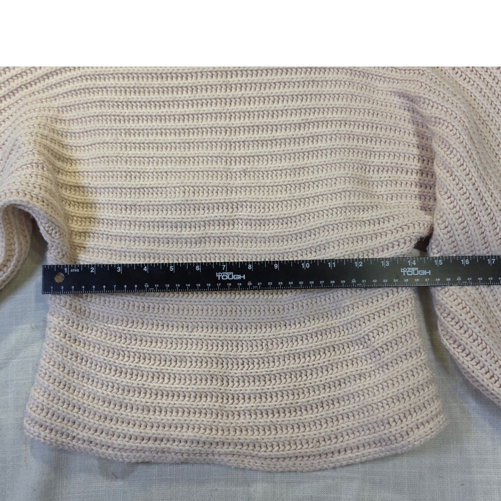 Twenty Ten Cream Ribbed Knit Balloon Sleeve Cropped Sweater SM S/M 1594 - Picture 2 of 6